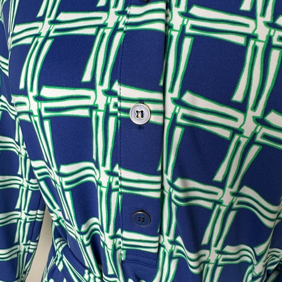 NWOT J. McLaughlin Blue and Green Bamboo print Dress - Picture 4 of 7